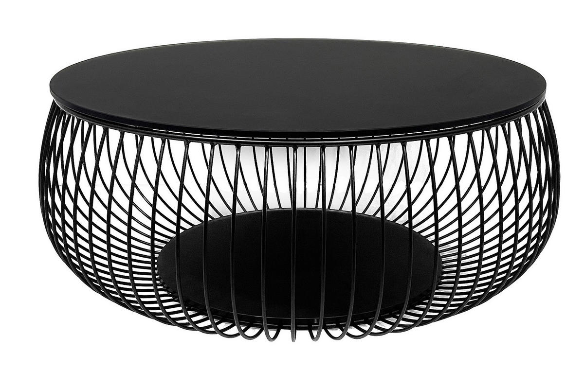 COUCHTISCH in Metall, Glas 86/86/35 cm  - Schwarz, Design, Glas/Metall (86/86/35cm) - Livetastic