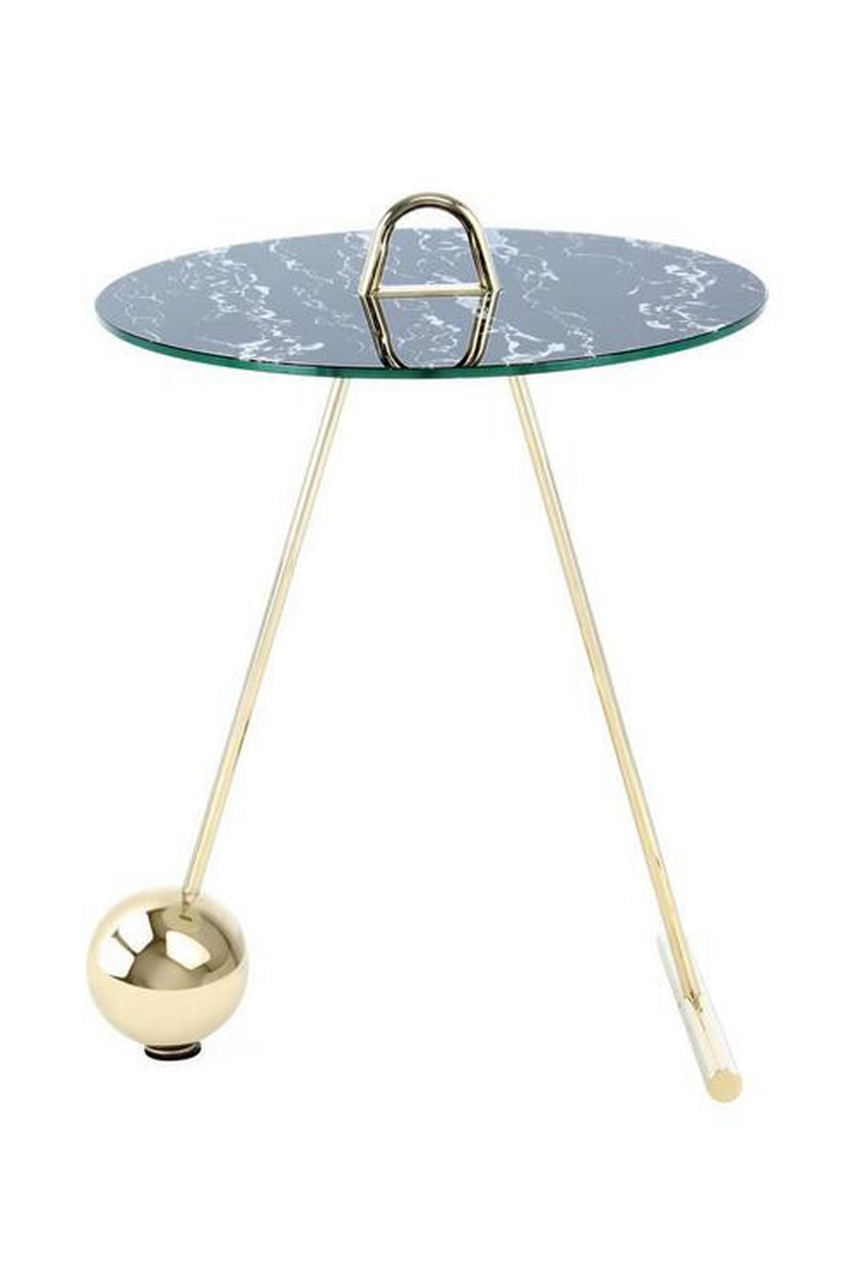 PRÍRUČNÝ STOLÍK, čierna, zlatá - čierna/zlatá, Basics, kov/sklo (46/60cm)