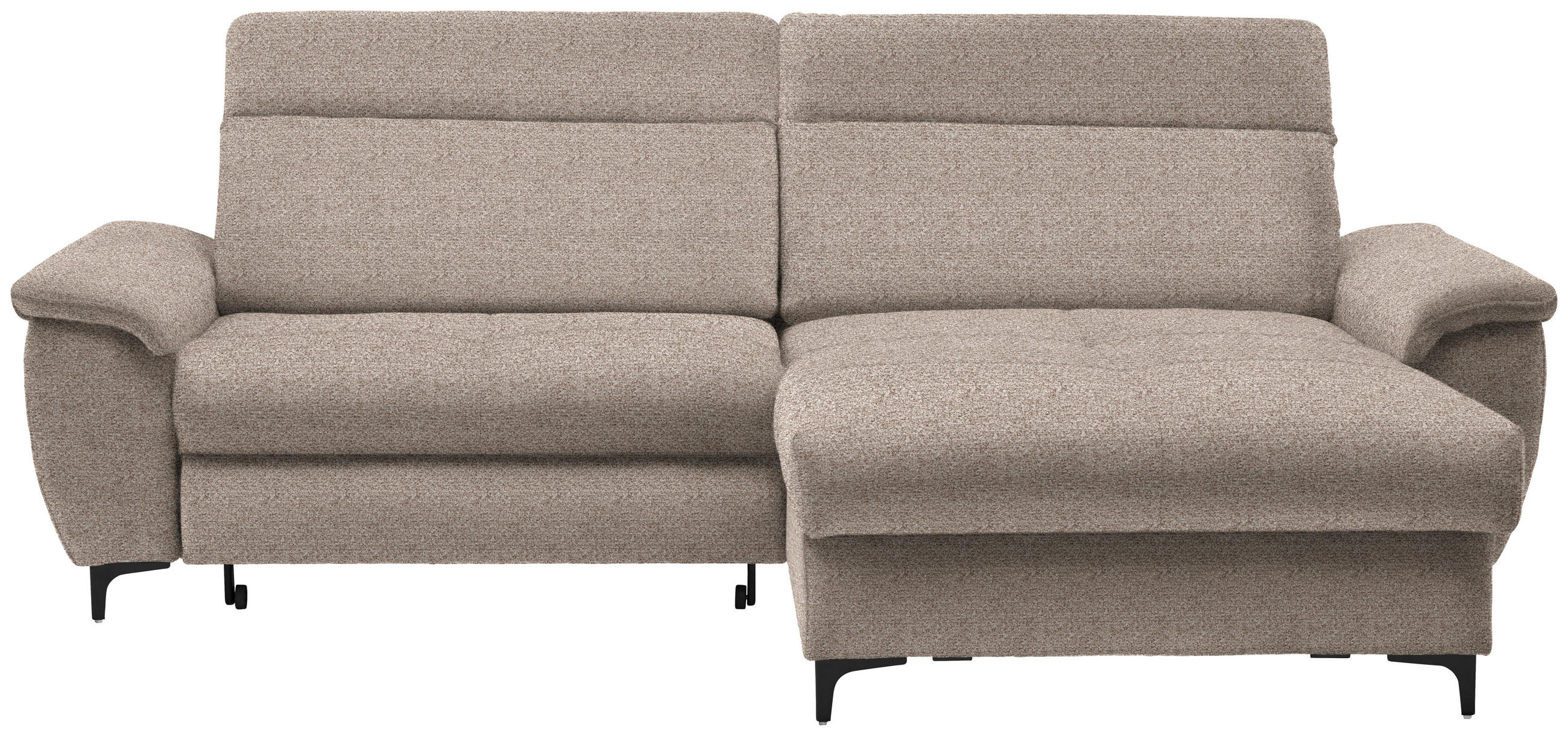 ECKSOFA in Chenille Hellbraun  - Hellbraun/Schwarz, Design, Textil/Metall (185/256cm) - Stylife