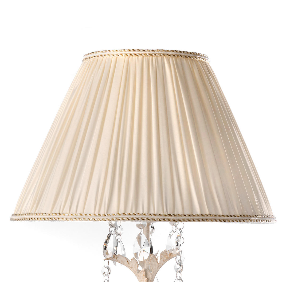 TISCHLEUCHTE 35/58 cm   - Weiß, Natur, Glas/Textil (35/58cm)