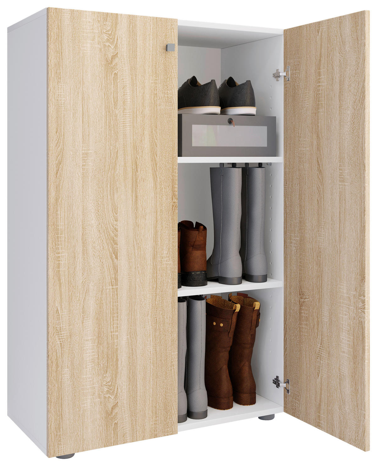 SCHUHSCHRANK Lona 70/110/39 cm  - Weiss/Silberfarben, Design, Holzwerkstoff/Kunststoff (70/110/39cm) - MID.YOU