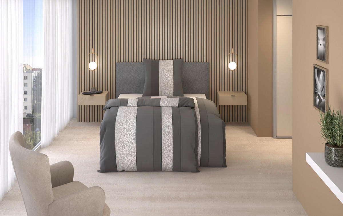 BETTWÄSCHE Flanell 155/220 cm  - Anthrazit, Textil (155/220cm) - Dieter Knoll