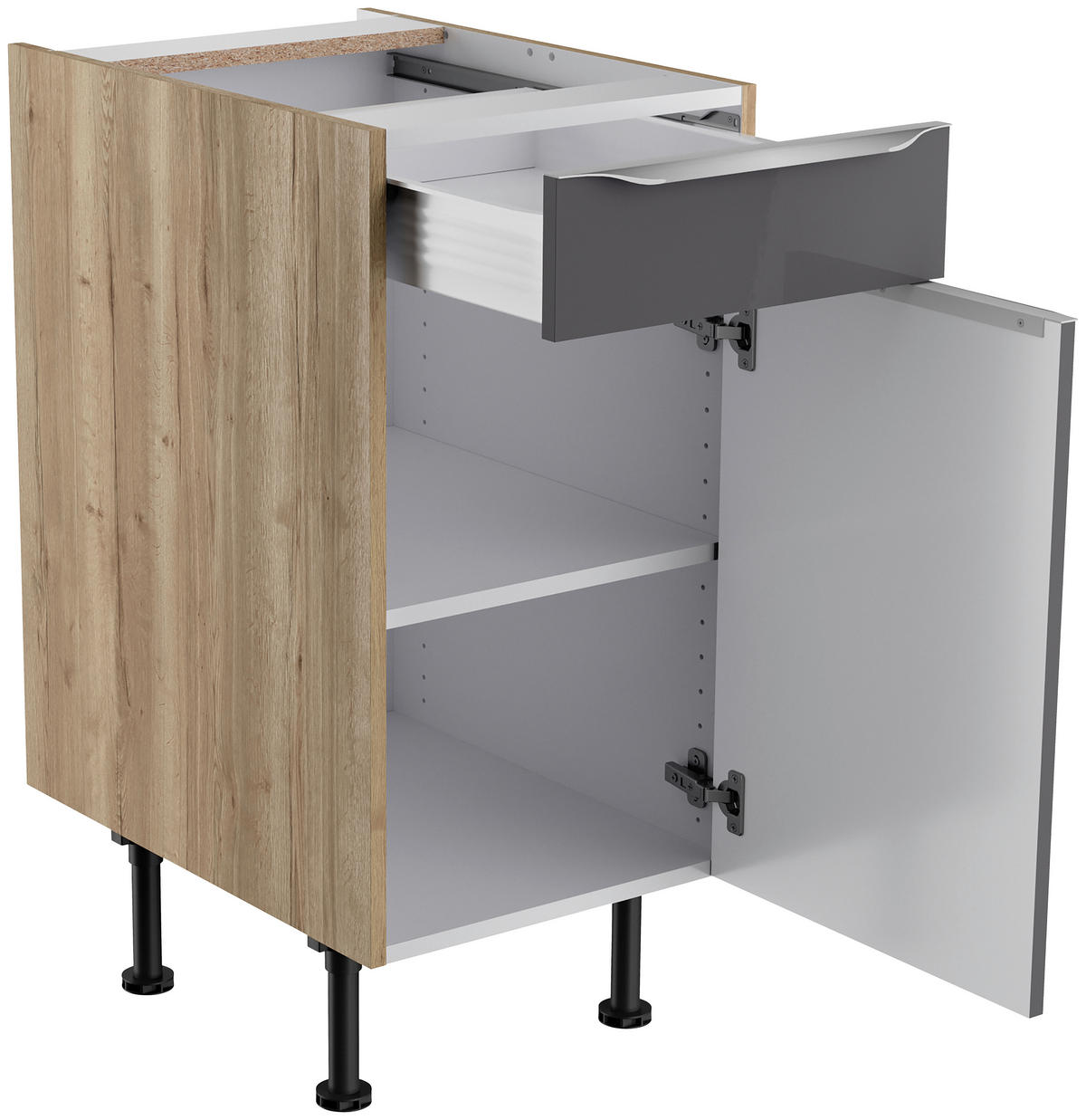 KÜCHENBLOCK 270 cm   in Anthrazit, Eichefarben  - Edelstahlfarben/Eichefarben, Basics, Holzwerkstoff/Metall (270cm) - Optifit