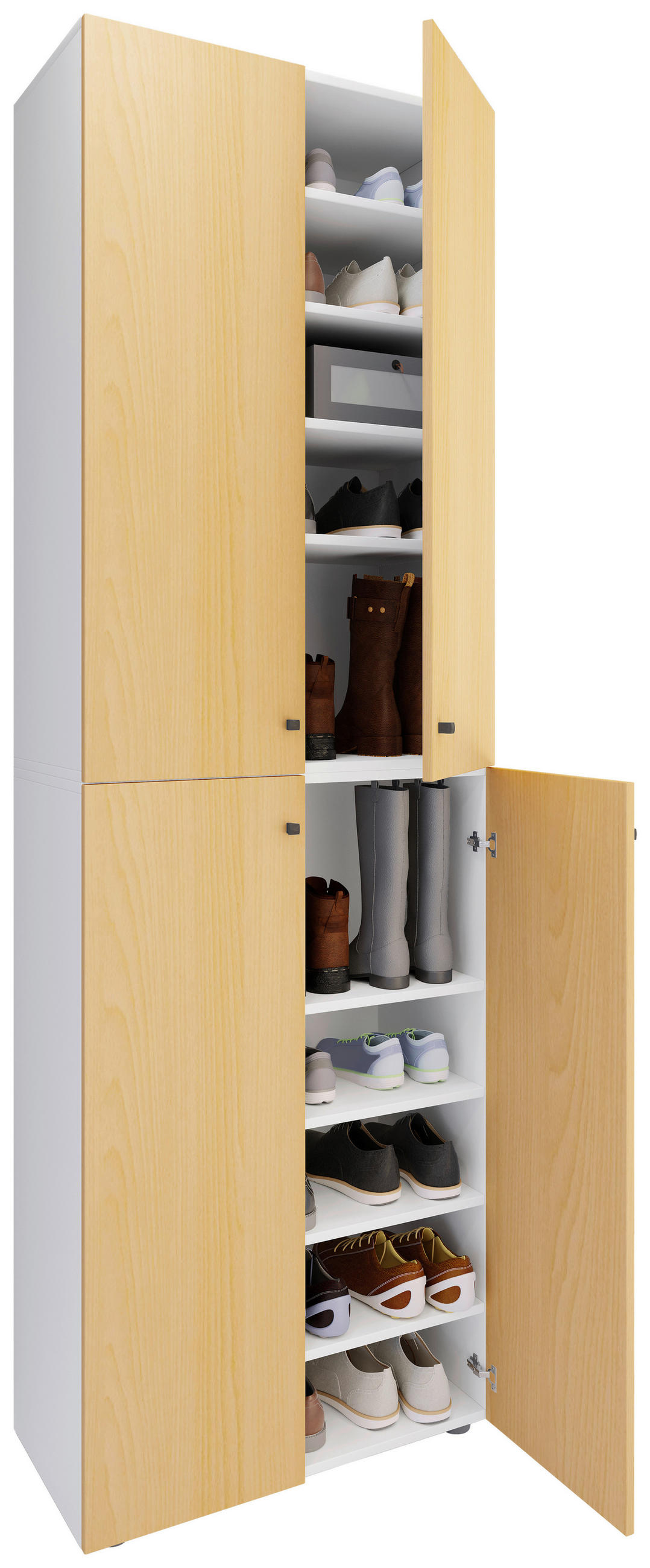 SCHUHSCHRANK Lona  in 70/220/40 cm  - Silberfarben/Buchefarben, Design, Holzwerkstoff/Kunststoff (70/220/40cm) - MID.YOU