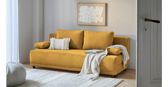 SCHLAFSOFA in Chenille Senfgelb - Senfgelb/Schwarz, KONVENTIONELL, Kunststoff/Textil (201/72/98cm) - Carryhome