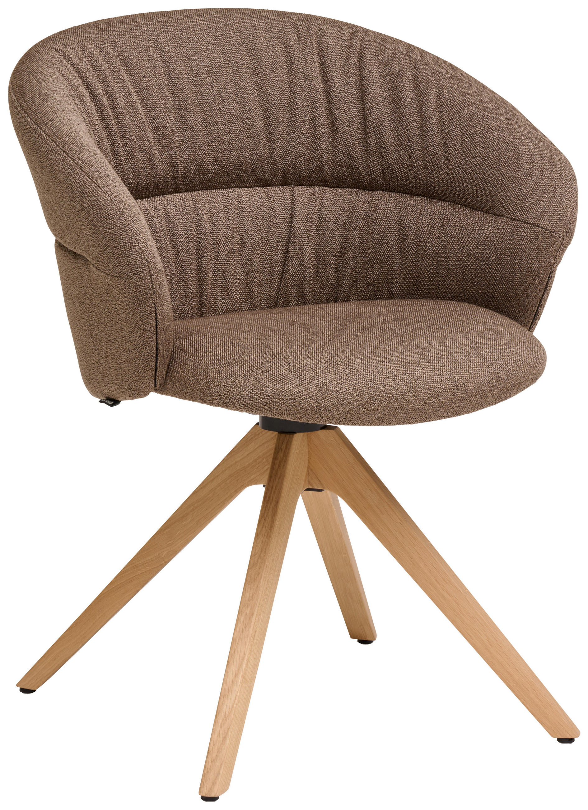ARMLEHNSTUHL  Lederauswahl, Stoffauswahl, Sitzfläche 360° drehbar, Gestellauswahl Webstoff  Braun, Wildeiche  - Wildeiche/Braun, Design, Holz/Textil (66/81/63cm) - Venjakob