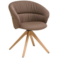 ARMLEHNSTUHL  Lederauswahl, Stoffauswahl, Sitzfläche 360° drehbar, Gestellauswahl Webstoff  Braun, Wildeiche  - Wildeiche/Braun, Design, Holz/Textil (66/81/63cm) - Venjakob