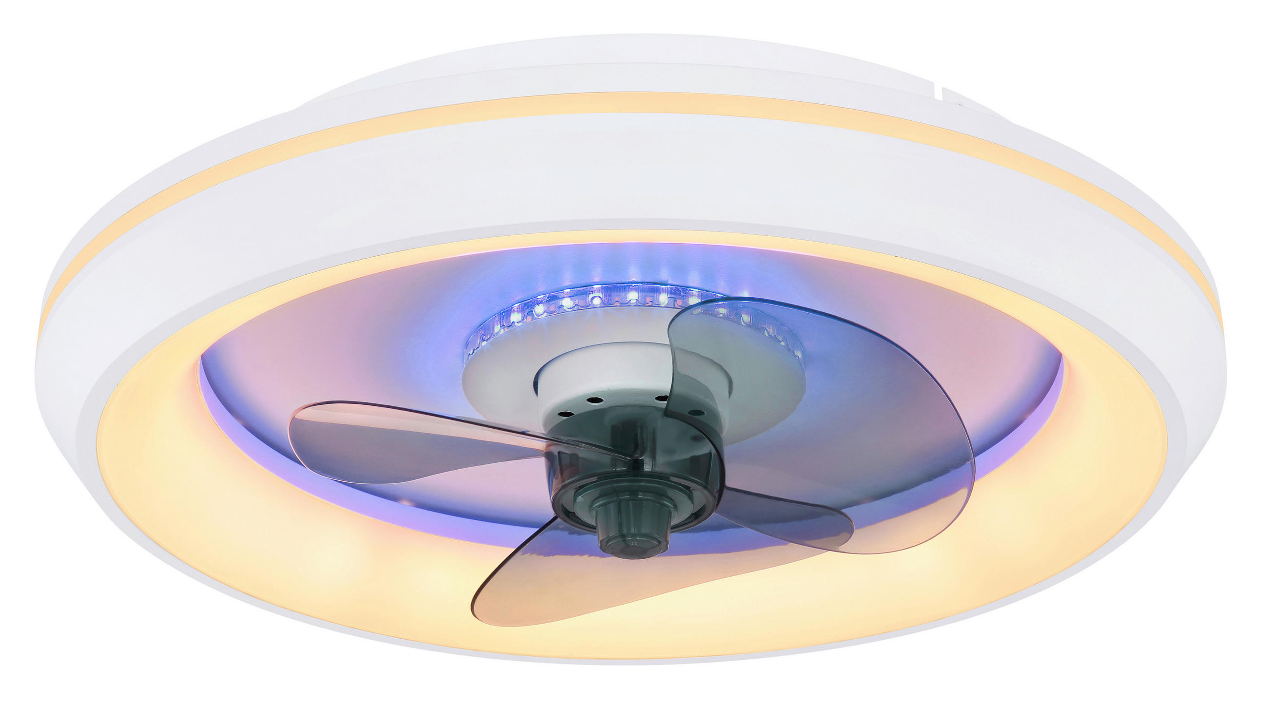 DECKENVENTILATOR - Opal/Weiß, Basics, Kunststoff/Metall (45/13cm) - Globo