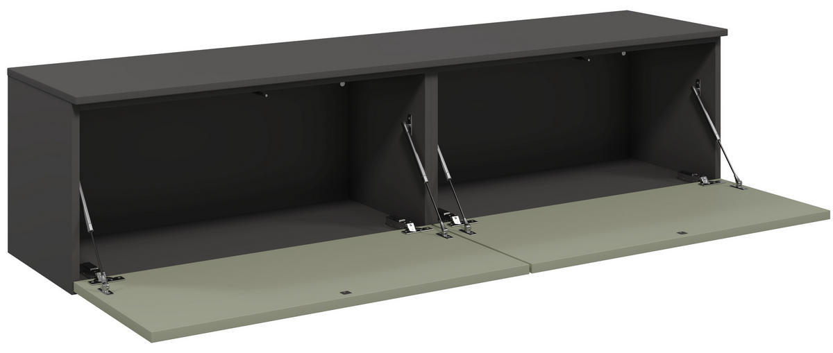 LOWBOARD  160,3/37,6/37,4 cm  individuell planbar, Beimöbel erhältlich, hängend, in verschiedenen Größen erhältlich, in verschiedenen Holzdekoren erhältlich  - Schieferfarben/Olivgrün, Design, Holzwerkstoff (160,3/37,6/37,4cm) - Celina Home