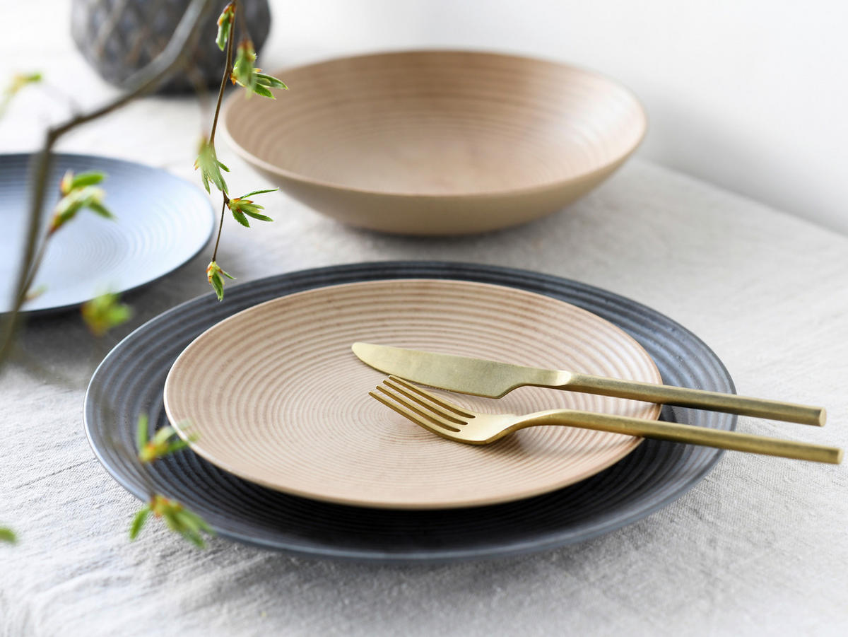 JEDÁLENSKÝ SERVIS, pórovina - piesková/antracitová, Basics, keramika (34/30/30,5cm) - Creatable