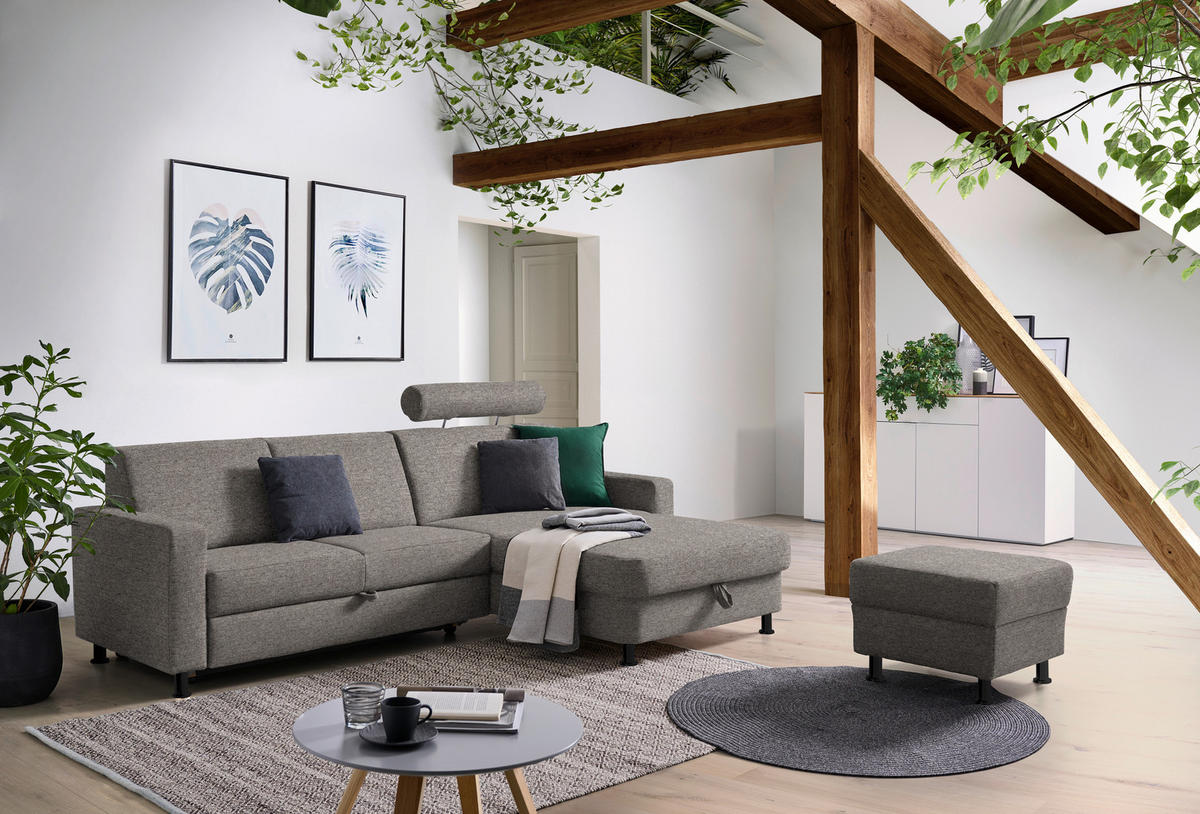 ECKSOFA in Webstoff Grau  - Schwarz/Grau, Design, Kunststoff/Textil (257/165cm) - Xora