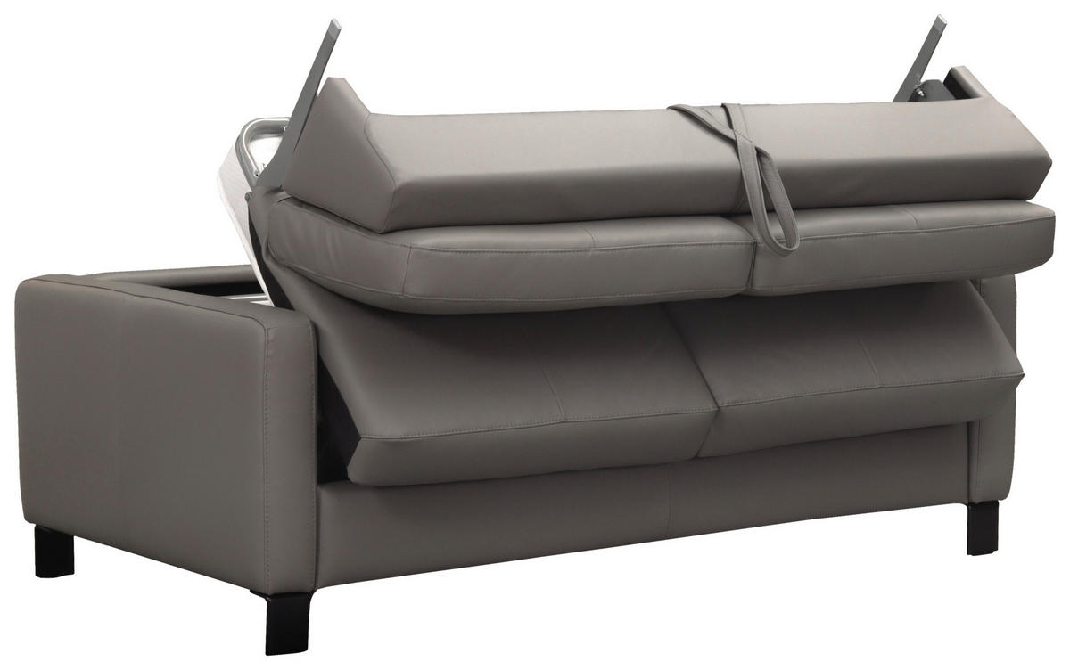 SCHLAFSOFA in Leder Schlammfarben  - Schlammfarben/Schwarz, Konventionell, Leder/Metall (190/87/100cm) - Celina Home