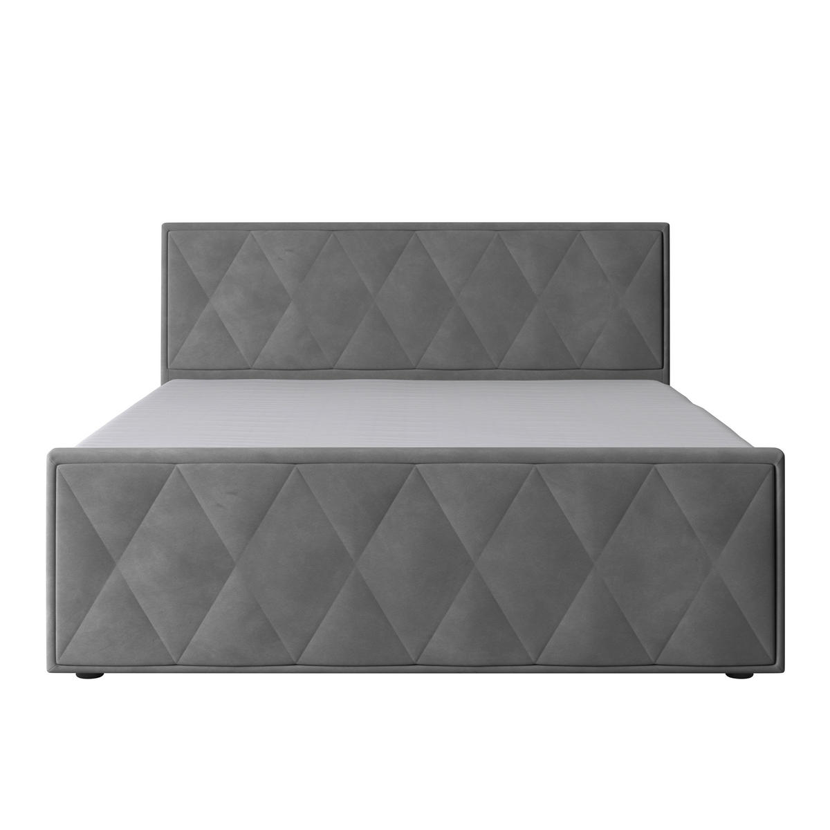 BOXSPRINGBETT 180/200 cm  in Hellgrau  - Hellgrau/Schwarz, Modern, Karton/Holzwerkstoff (180/200cm) - MID.YOU