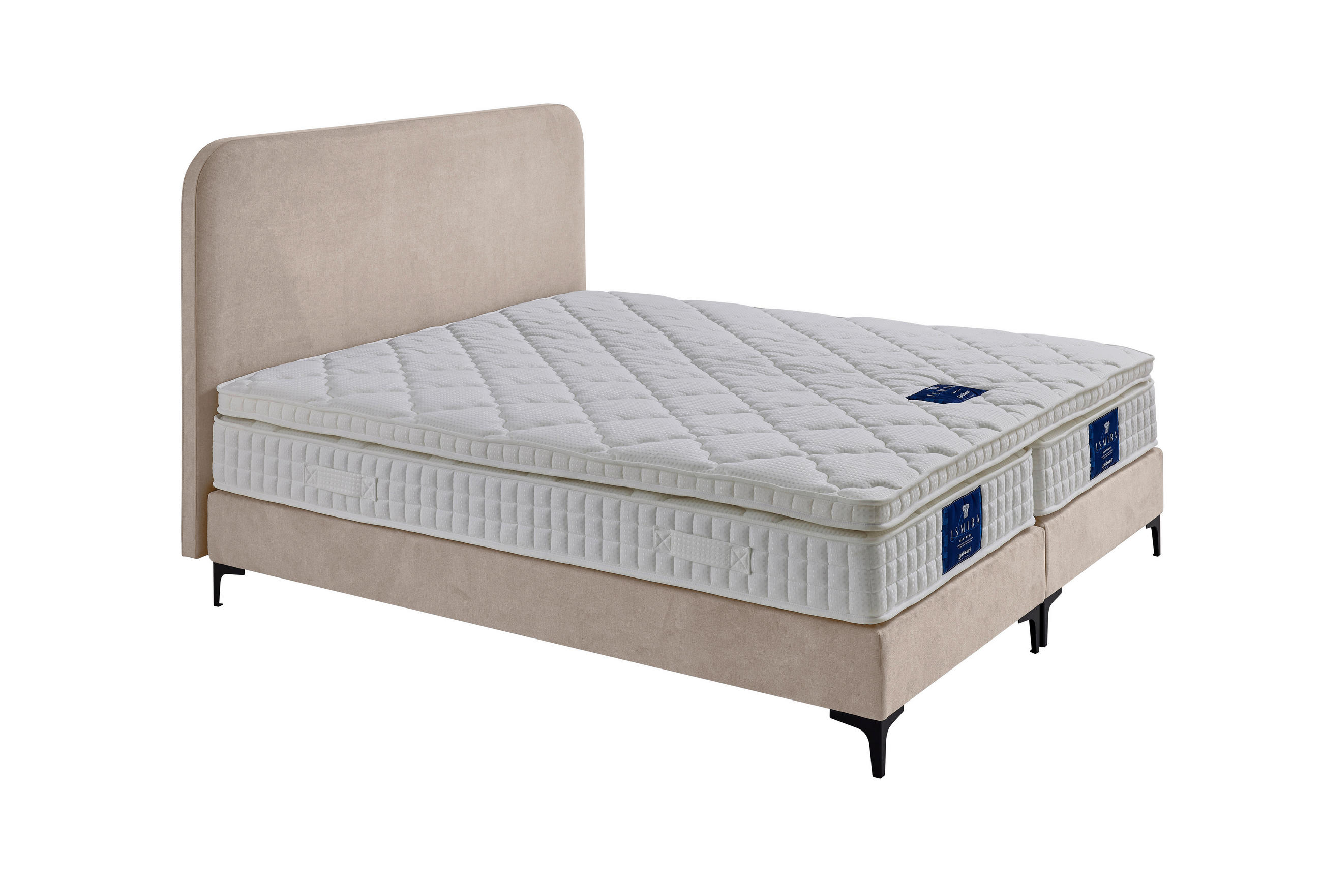 BOXSPRING-ÁGY 140/200 cm  bézs  - bézs/natúr színű, Modern, faalapú anyag/textil (140/200cm) - MID.YOU