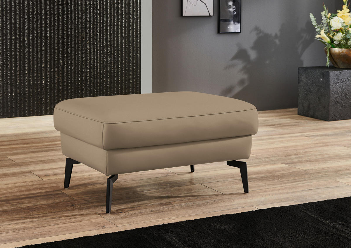 3-SITZER-SOFA in Leder Beige  - Beige/Schwarz, Design, Leder/Metall (224/88/100cm) - Valdera
