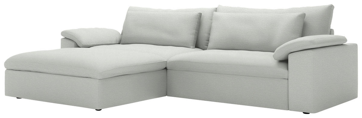 ECKSOFA  Webstoff Silberfarben  - Silberfarben/Schwarz, Modern, Kunststoff/Textil (198/306cm) - Carryhome