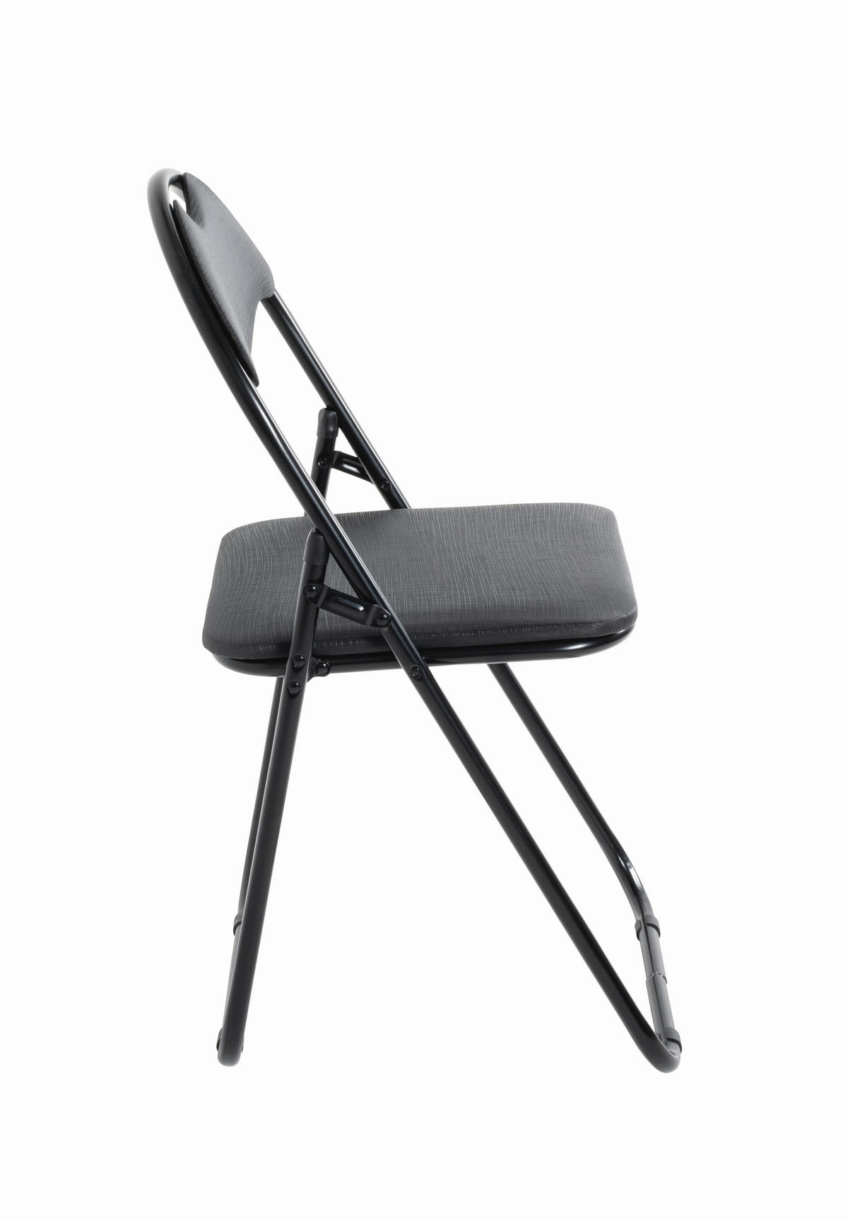 KLAPPSTUHL Lederlook Schwarz  - Schwarz, Design, Textil/Metall (44/80/47cm)