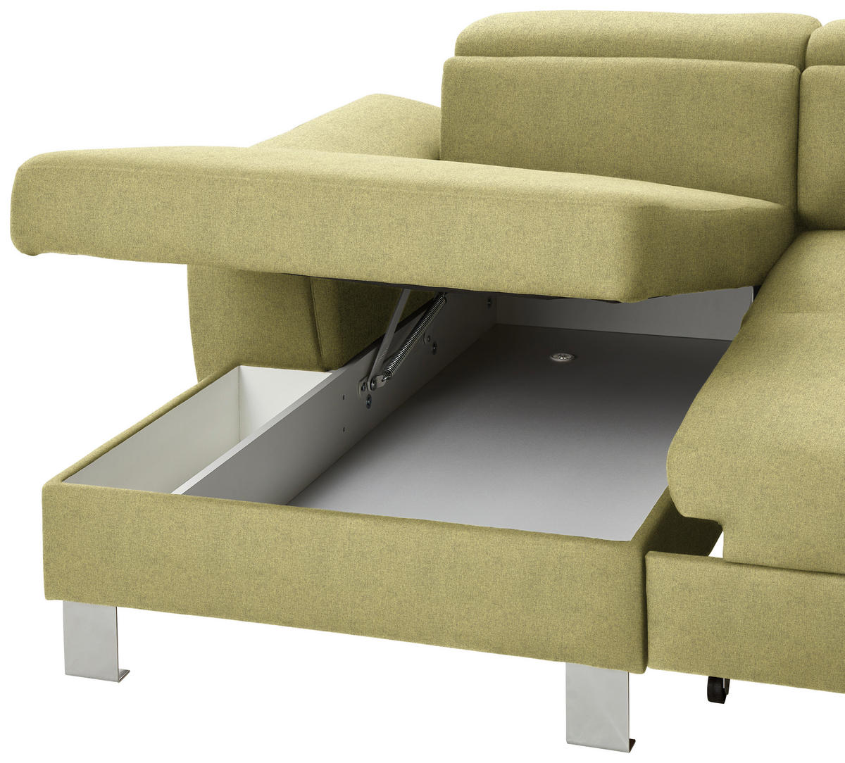 WOHNLANDSCHAFT in Webstoff Grün  - Silberfarben/Grün, Design, Textil/Metall (168/320/226cm) - Xora
