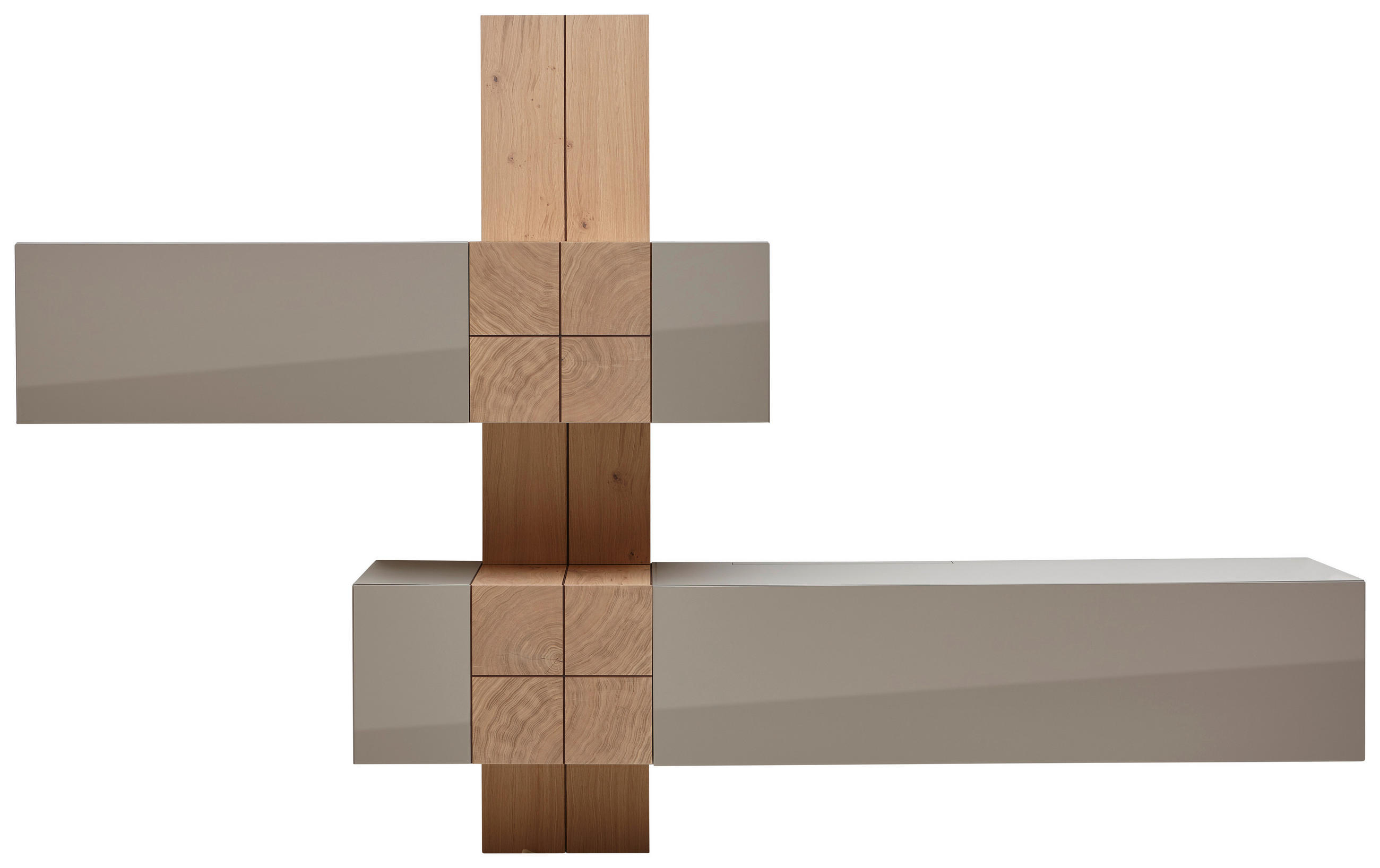 WOHNWAND Quadra in Taupe, Eichefarben 286/190/42 cm - Taupe/Eichefarben, Design, Holz/Holzwerkstoff (286/190/42cm) - Ambiente