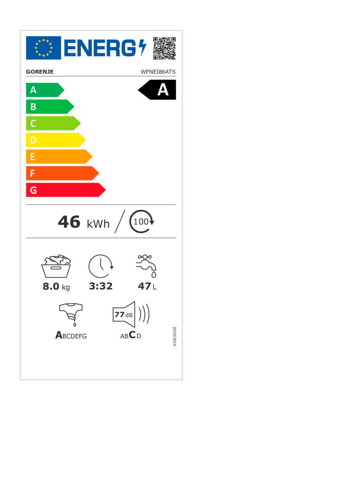 WASCHMASCHINE WPNEI86ATS   - Schwarz/Weiß, Basics, Glas/Kunststoff (60/85/54,5cm) - Gorenje