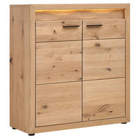 SCHUHSCHRANK Asteiche furniert, massiv Eichefarben  - Eichefarben/Schwarz, KONVENTIONELL, Holz/Metall (99,6/110,5/40cm) - Linea Natura