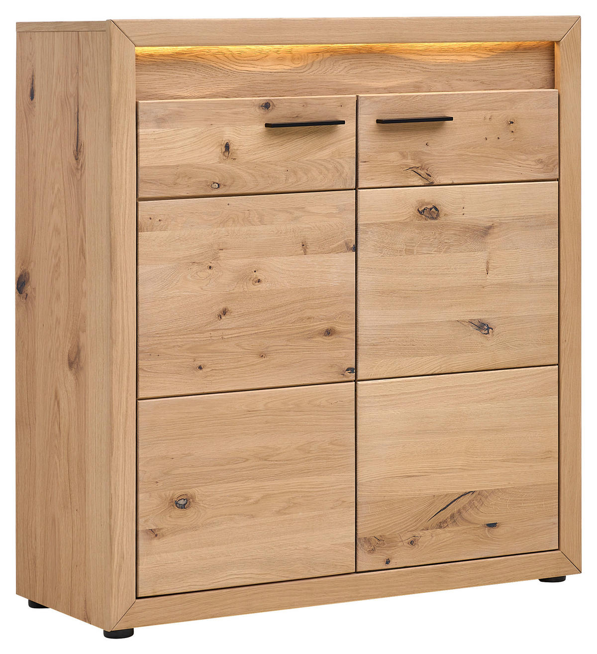 SCHUHSCHRANK Asteiche furniert, massiv Eichefarben  - Eichefarben/Schwarz, KONVENTIONELL, Holz/Metall (99,6/110,5/40cm) - Linea Natura