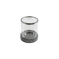 STOJAN NA SVÍČKY  kov, plast, sklo - průhledné/tmavě šedá, Basics, kov/plast (13/15/13cm)