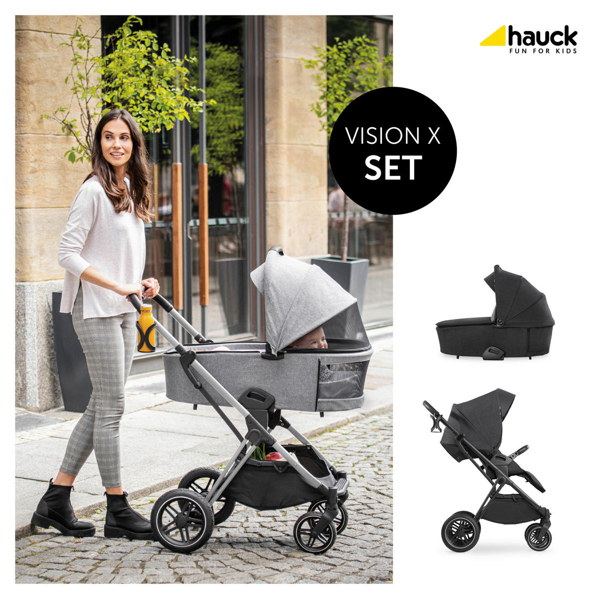 SET DJEČJIH KOLICA  Vision X  - crna, Basics, tekstil/metal (58/104,5/94cm) - Hauck