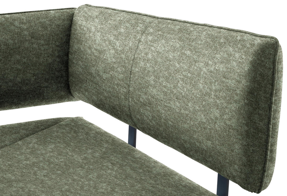 ECKBANK in Metall, Textil Grün, Schwarz  - Schwarz/Grün, Modern, Textil/Metall (180/140cm) - Cantus