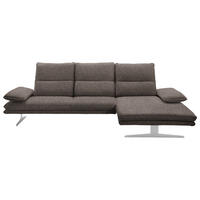ECKSOFA in Webstoff Braun  - Edelstahlfarben/Braun, Design, Textil/Metall (291/164cm) - Chilliano