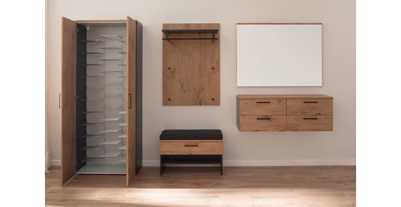 GARDEROBE 6-teilig in 300/200/38 cm - Eichefarben/Anthrazit, KONVENTIONELL, Holzwerkstoff (300/200/38cm) - Moderano