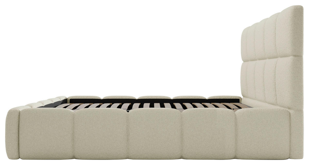 POLSTERBETT Cloudy Lattenrost, Bettkasten 180/200 cm  in Beige  - Beige/Schwarz, Design, Holz/Textil (180/200cm) - Boxxx