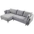ECKSOFA Hellgrau Chenille  - Hellgrau/Schwarz, KONVENTIONELL, Holz/Textil (160/290cm) - Carryhome