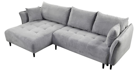 ECKSOFA Hellgrau Chenille  - Hellgrau/Schwarz, KONVENTIONELL, Holz/Textil (160/290cm) - Carryhome