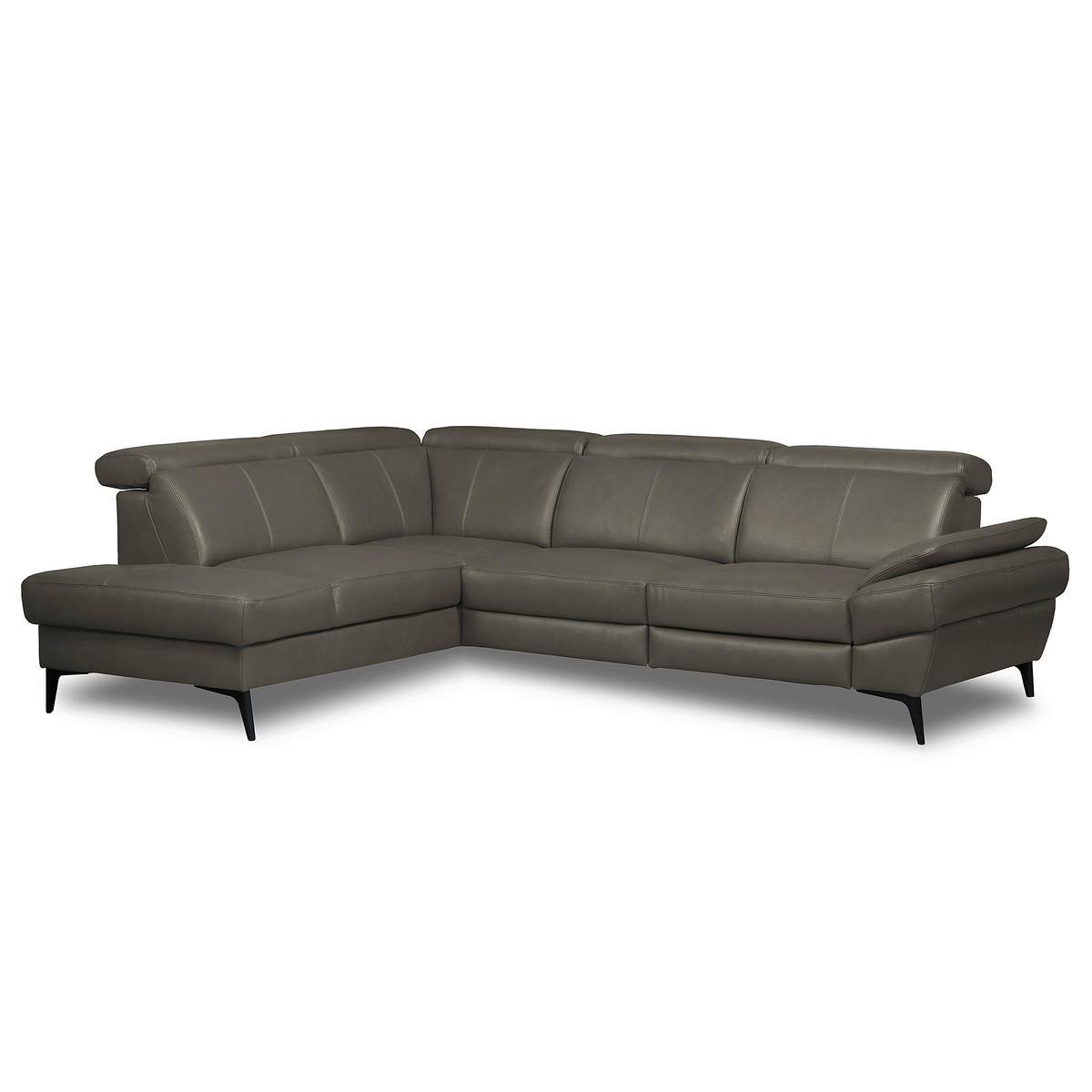ECKSOFA  in Lederlook Echtleder Schlammfarben  211/264 cm  - Schlammfarben/Schwarz, Design, Leder/Textil (211/264cm) - Livetastic