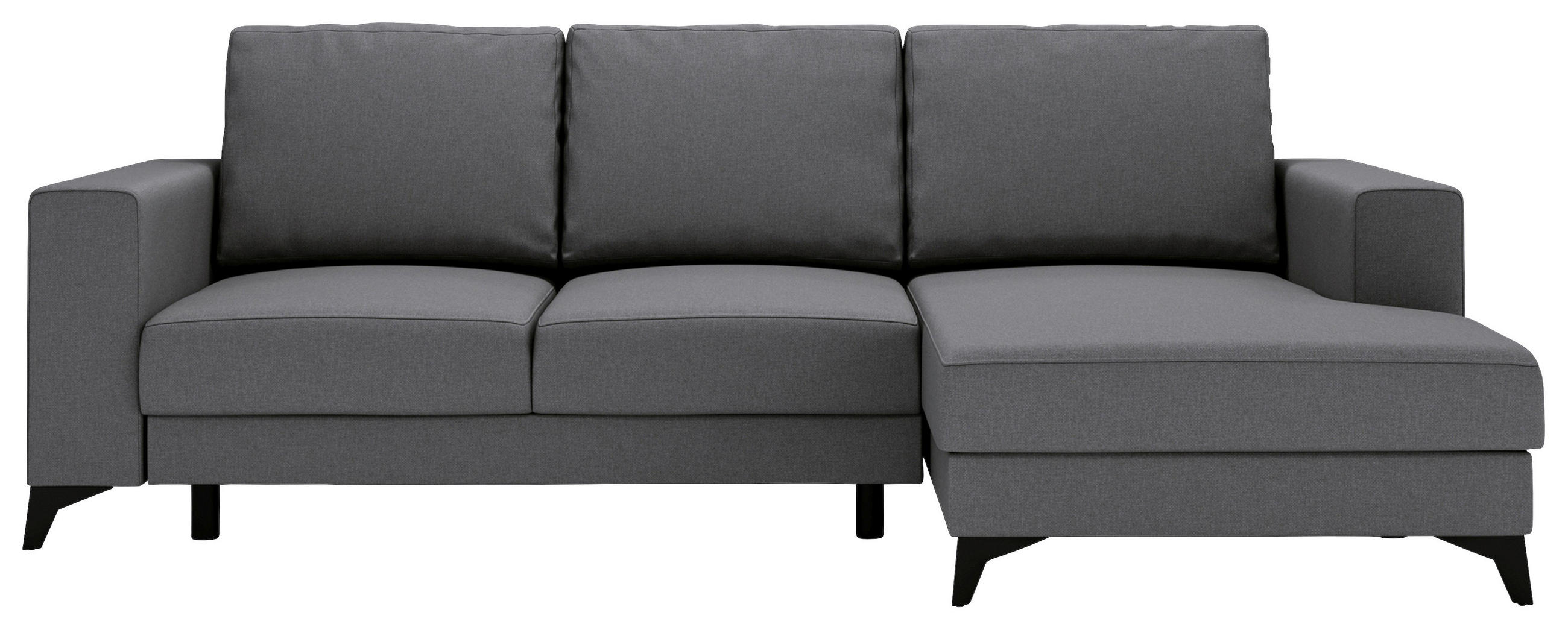 ECKSOFA Grau Flachgewebe  - Schwarz/Grau, Design, Textil/Metall (244/156cm) - Livetastic