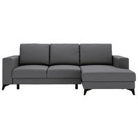 ECKSOFA Grau Flachgewebe  - Schwarz/Grau, Design, Textil/Metall (244/156cm) - Livetastic