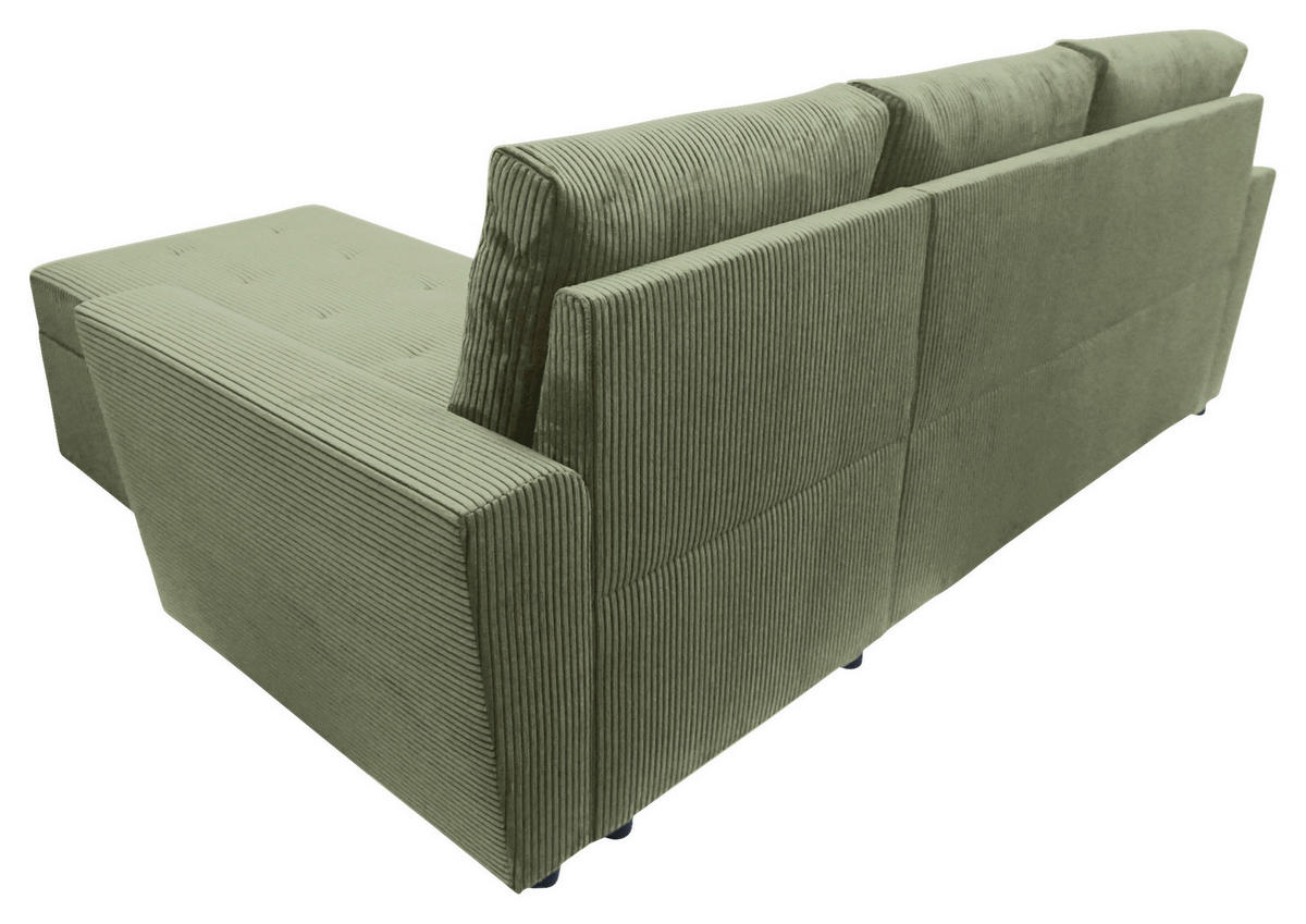 ECKSOFA TERMOLI in Cord Mintgrün  231/155 cm  - Schwarz/Mintgrün, Design, Kunststoff/Textil (231/155cm) - MID.YOU