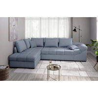 ECKSCHLAFSOFA Alvito Hellblau Chenille  - Schwarz/Hellblau, MODERN, Holz/Textil (202/298cm) - MID.YOU
