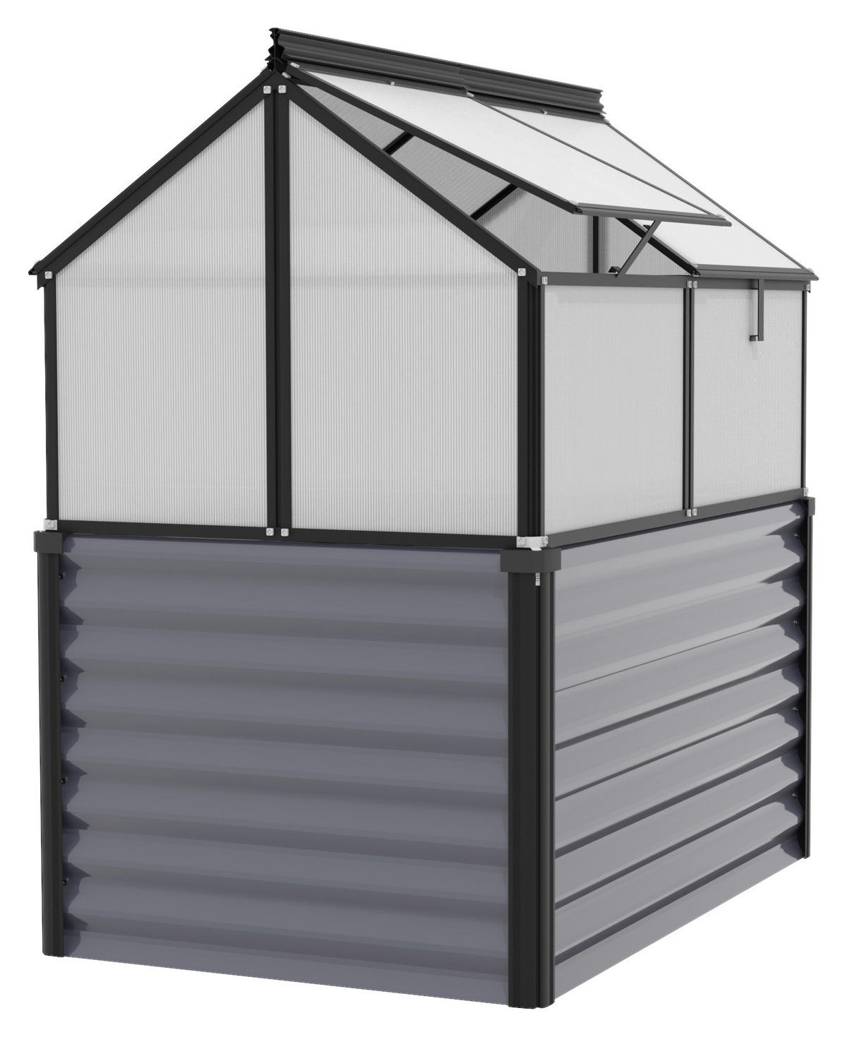 FRÜHBEETKASTEN - Schwarz/Grau, Basics, Glas/Metall (83/135,1/121,6cm)