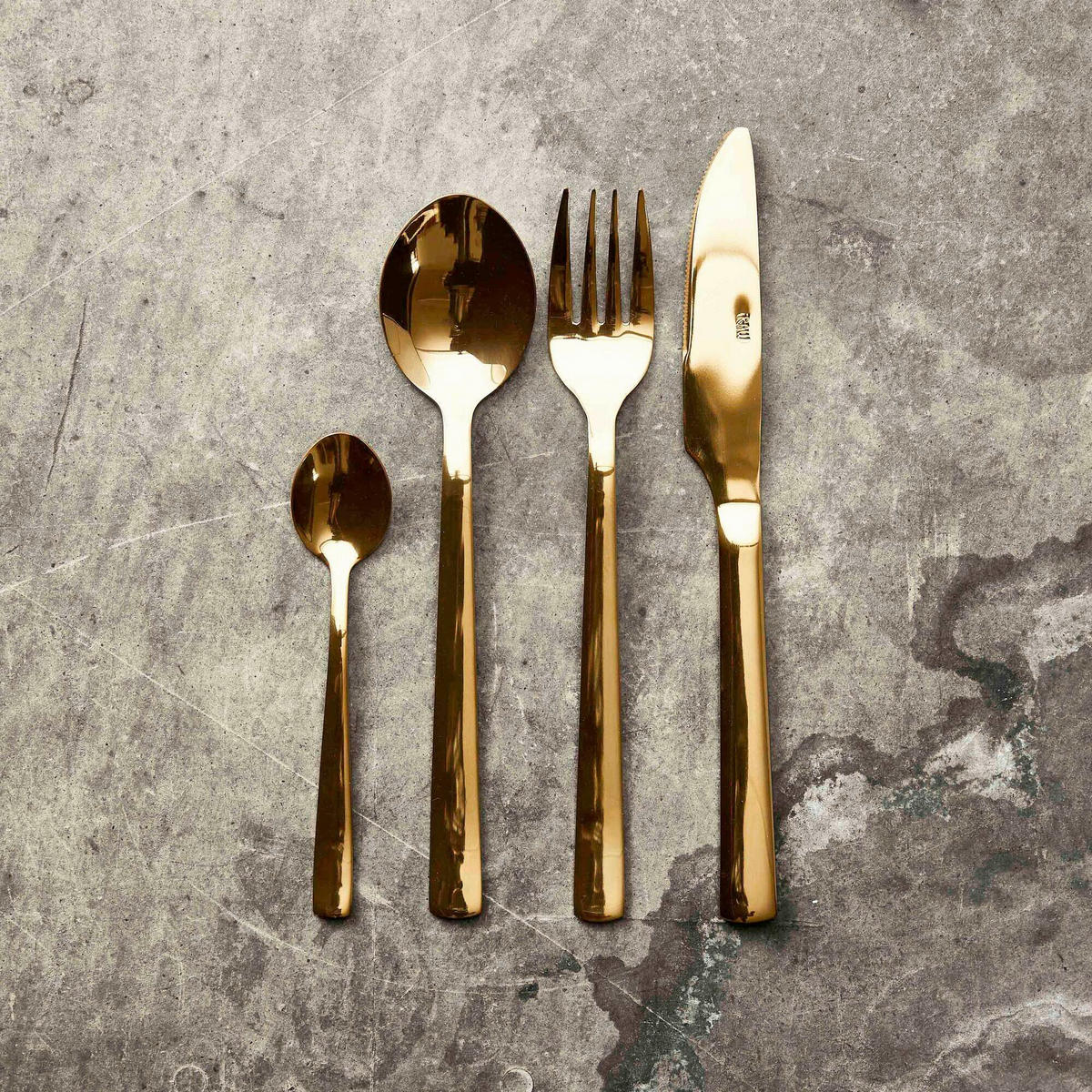 BESTECKSET RAW 48-teilig Edelstahl  - Goldfarben, Basics, Metall (36/25,5/7,2cm) - Aida