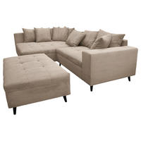 KUTNA GARNITURA tekstil  svijetlo smeđa   - svijetlo smeđa/crna, Design, tekstil/drvo (174/247cm) - MID.YOU