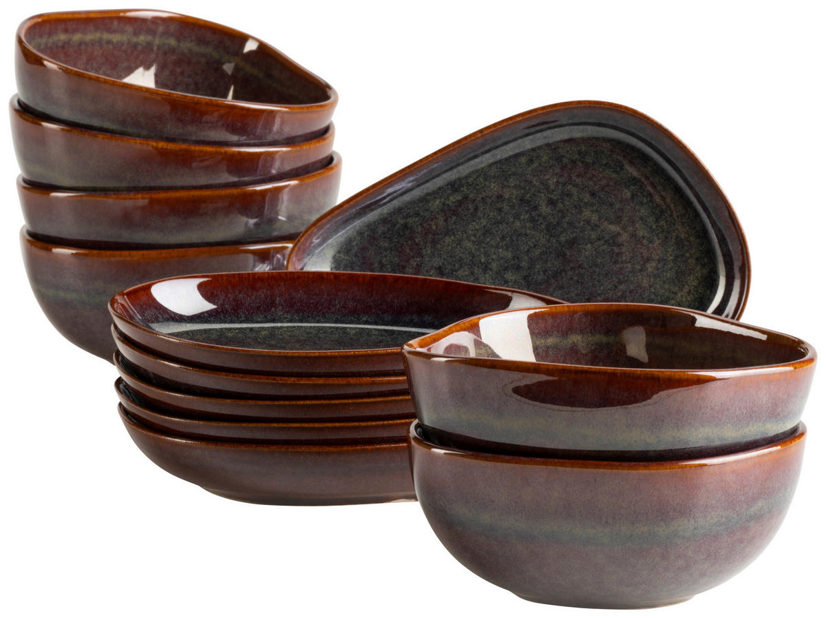 SNACKSCHALENSET Cordelia   - Rot/Braun, Trend, Keramik - Mäser