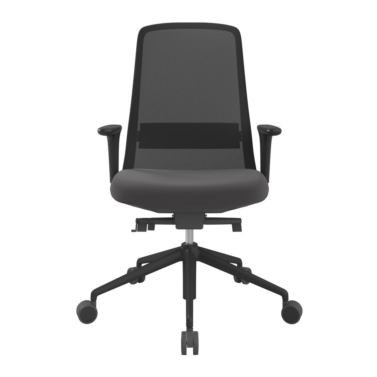 DREHSTUHL Schwarz, Dunkelbraun  - Dunkelbraun/Schwarz, MODERN, Leder/Kunststoff (70/103-115/70cm)