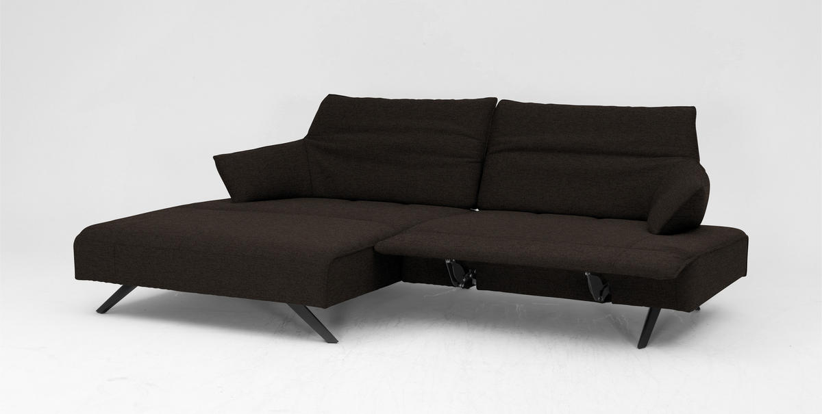 ECKSOFA in Struktur Dunkelbraun  165/276 cm  - Anthrazit/Dunkelbraun, Design, Textil/Metall (165/276cm) - Himolla