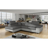ECKSOFA Grau, Hellgrau Textilgeflecht  - Chromfarben/Hellgrau, Design, Textil/Metall (203/272cm) - MID.YOU