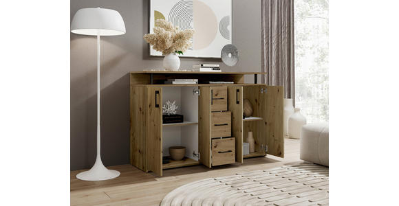 SIDEBOARD in 139/90/34 cm - Eiche Artisan, KONVENTIONELL, Holzwerkstoff/Kunststoff (139/90/34cm) - Carryhome