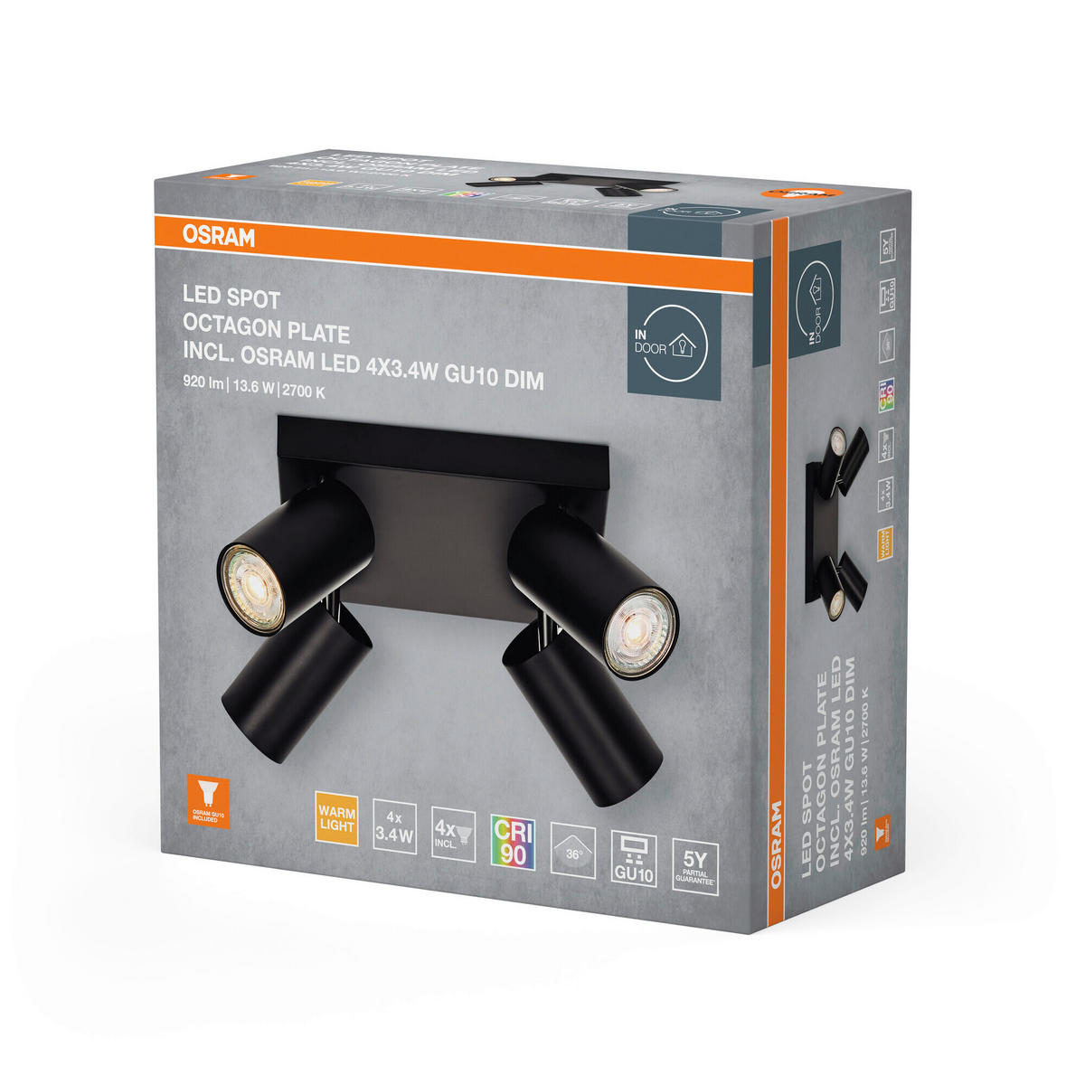 LED-STRAHLER 20/20/14 cm   - Schwarz, Basics, Metall (20/20/14cm) - Osram