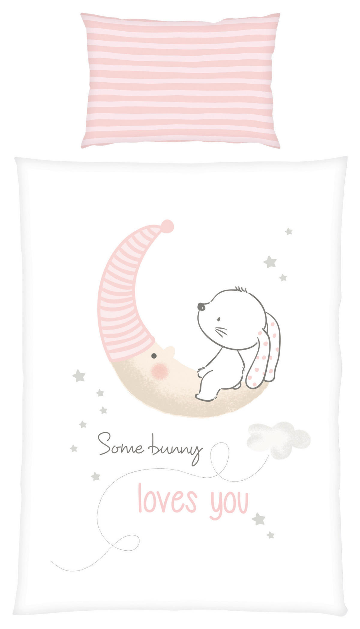 BABYBETTWÄSCHE Renforcé 100/135 cm  - Rosa/Weiß, KONVENTIONELL, Textil (100/135cm)