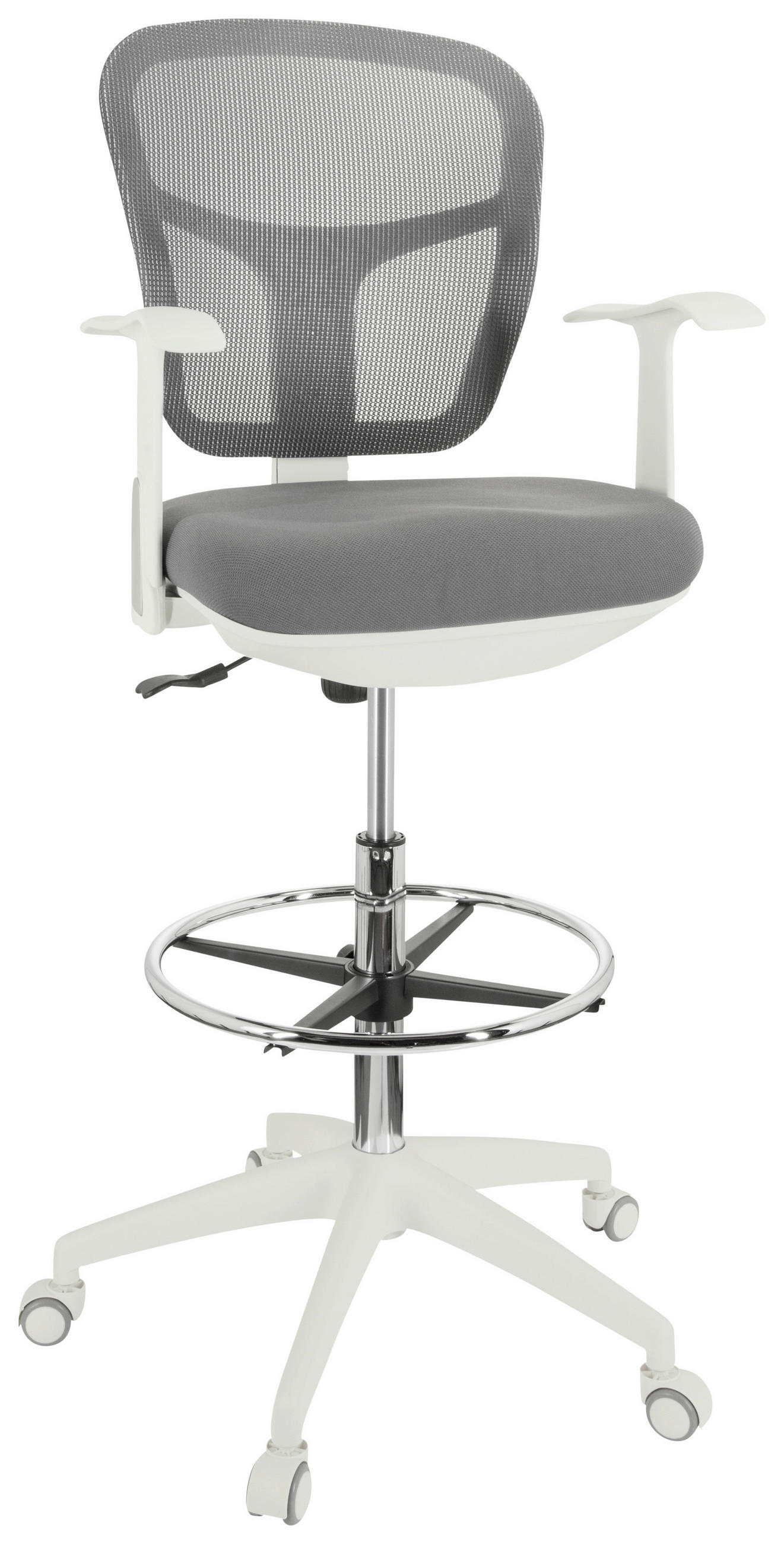 OTOČNÁ ŽIDLE, síťovina, plochá tkanina, šedá, bílá - šedá/bílá, Basics, textil/plast (68/115/55cm) - MID.YOU